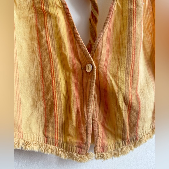 NWOT Zara Striped Halter Crop Top in Peach, Orange, and Yellow Tones Sz Small - Picture 7 of 7